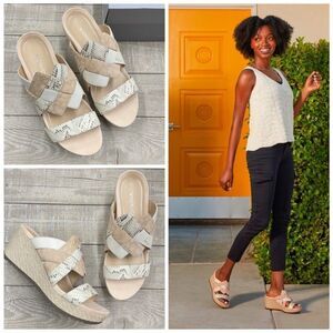 Vionic Tara Wedge Sandals In Cream